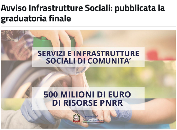 Pnrr, bando servizi di comunità: ammesso un progetto nel Vco