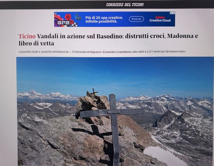 Vandali ai 3273 metri del Basodino, la vetta alpina tra le valli Formazza e Maggia Vandali ai 3273 metri del Basodino, la vetta alpina tra le valli Formazza e Maggia