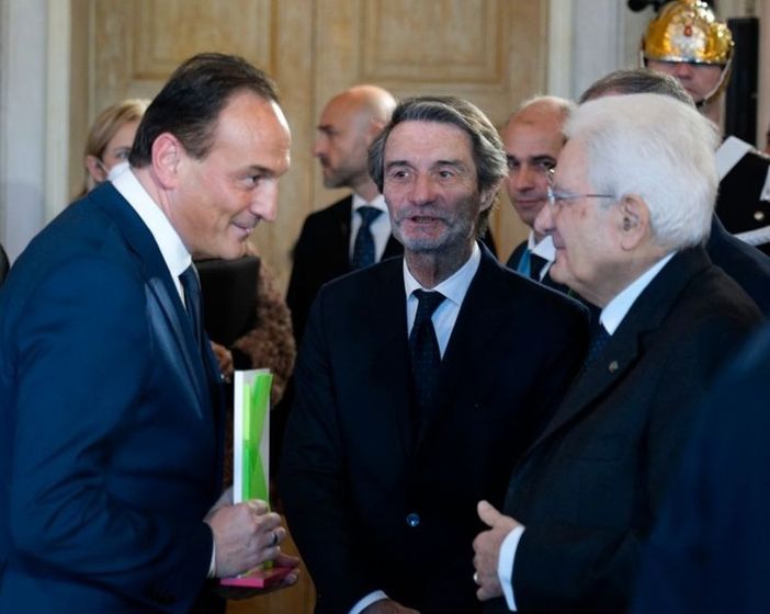 Passaggio di consegne tra Fontana e Cirio alla presenza del presidente Mattarella