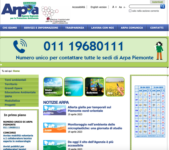Arpa Piemonte, il sito dell'Agenzia accessibile anche a persone con disabilità Arpa Piemonte, il sito dell'Agenzia accessibile anche a persone con disabilità