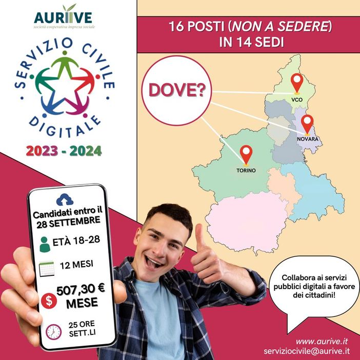 Attivo il Bando Servizio Civile Digitale: 7 posti nel Vco