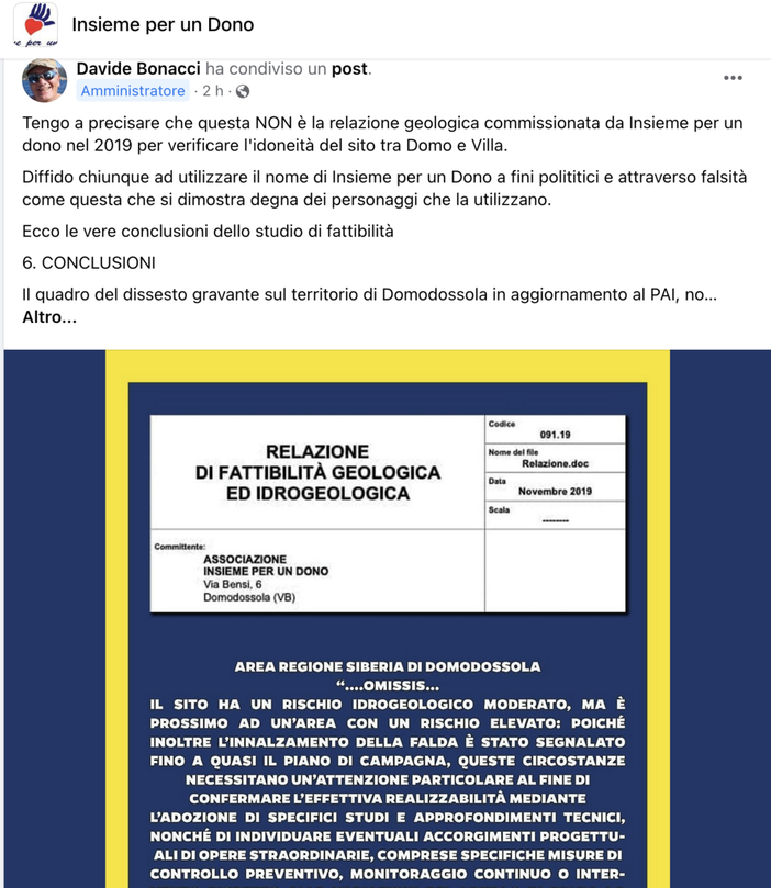 Nuovo ospedale, Davide Bonacci accusa: "Falsa la relazione idrogeologica utilizzata sui social a fini politici" Nuovo ospedale, Davide Bonacci accusa: "Falsa la relazione idrogeologica utilizzata sui social a fini politici"
