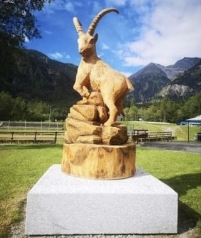 Antrona dedica una scultura allo stambecco del Cingino