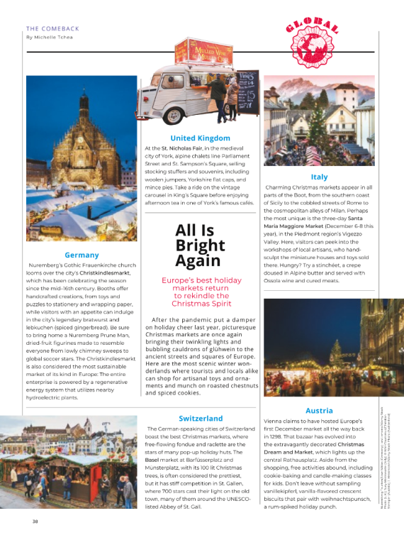 Sulla rivista di bordo della United Airlines 'atterrano' i Mercatini di Santa Maria Sulla rivista di bordo della United Airlines 'atterrano' i Mercatini di Santa Maria