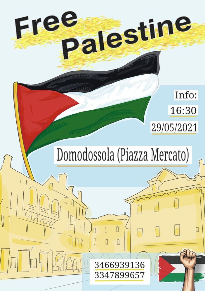 Sabato 29 in piazza Mercato a Domo la manifestazione Pro Palestina