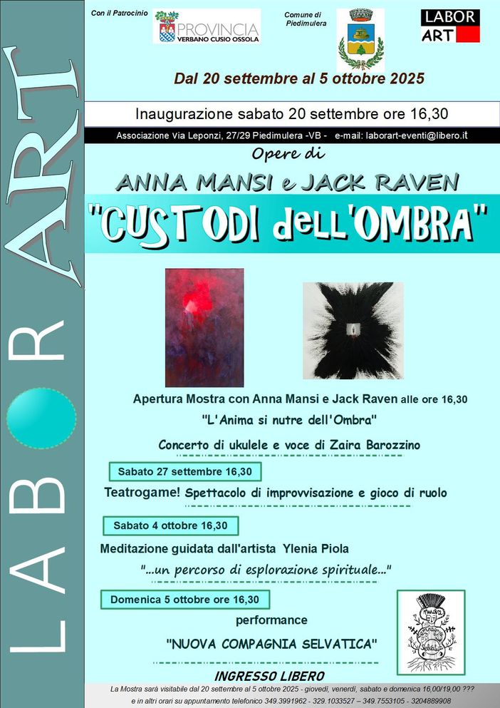 “Custodi dell’Ombra”: a Piedimulera la mostra di Anna Mansi e Jack Raven tra arte, musica e performance