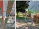 I lucchetti ai cancello del parco giochi danneggiato I lucchetti ai cancello del parco giochi danneggiato