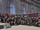 Vigili del fuoco del Vco alla calata del gigantesco tricolore dal Colosseo