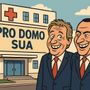 La vignetta ideata e ralizzata dalle due liste civiche che si oppongono all'ipotesi dell'ospedale unico in Ossola