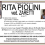 Rita Piolini ved. Zaretti di anni 75