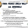 Tobia Franca Emilia &quot;Milly&quot; ved. Bendinelli di anni 85