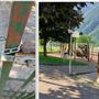 I lucchetti ai cancello del parco giochi danneggiato I lucchetti ai cancello del parco giochi danneggiato