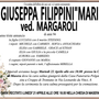 Giuseppa Filippini 'Mari' ved. Margaroli 94 anni