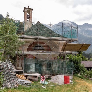 Nella foto (di Framarini): l'oratorio durante i lavori di restauro