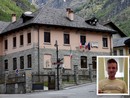Il municipio di Antrona e nel riquadro Giovanni Montagnani