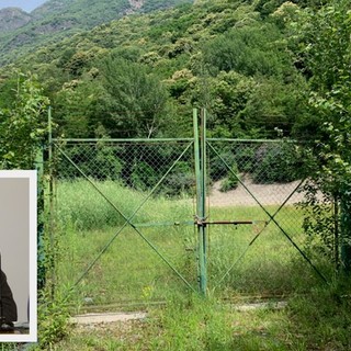 Il terreno dove doveva sorgere l'impianto di biogas e nel riquadro il sindaco Elio Fovanna