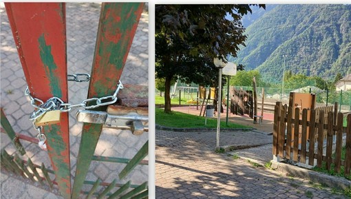 I lucchetti ai cancello del parco giochi danneggiato I lucchetti ai cancello del parco giochi danneggiato