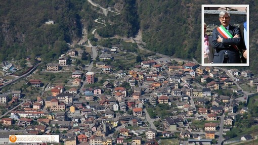 L'abitato di Pallanzeno e nel riquadro il sindaco Gianpaolo Blardone