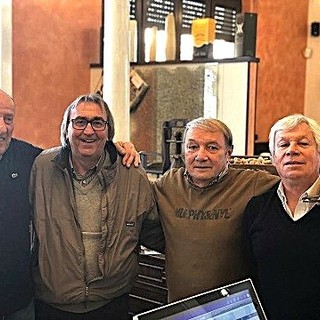 Nella foto Gianni Piaceri, Egidio Calloni, Pasquale Croci (un altro ex della Pro Patria) e Mario Casna.