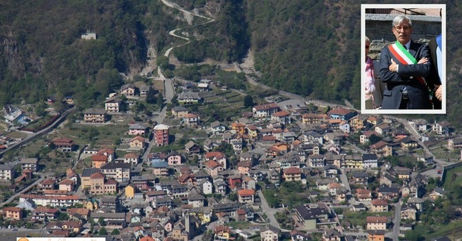 L'abitato di Pallanzeno e nel riquadro il sindaco Gianpaolo Blardone