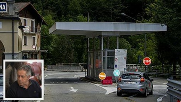 Il confine a Ribellasca, dove transitano molti frontalieri; nel riquadro Antonio Locatelli
