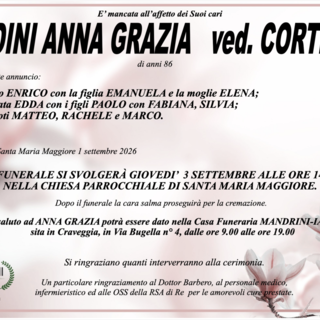 Vandini Anna Grazia ved. Cortella di anni 86