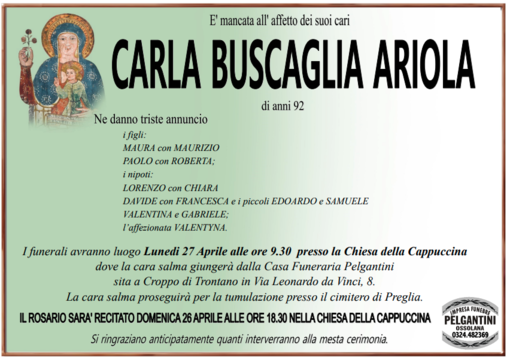 Carla Buscaglia Ariola di anni 92