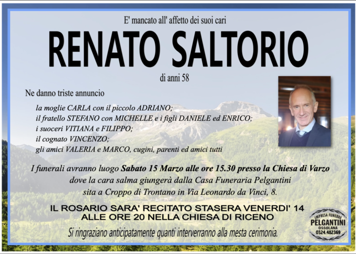 Renato Saltorio di anni 58