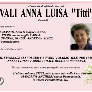 Novali Anna Luisa "titti" di anni 86