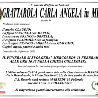 Grattarola Carla Angela in Miceli di anni 84