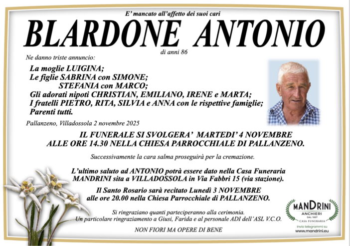 Blardone Antonio di anni 86