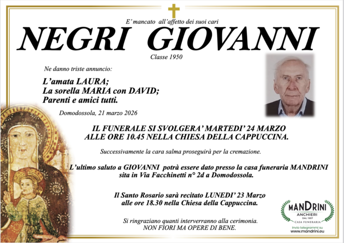 Negri Giovanni classe 1950