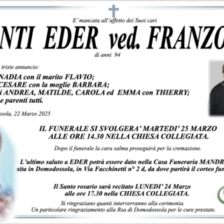 Denti Eder ved. Franzoni di anni 94
