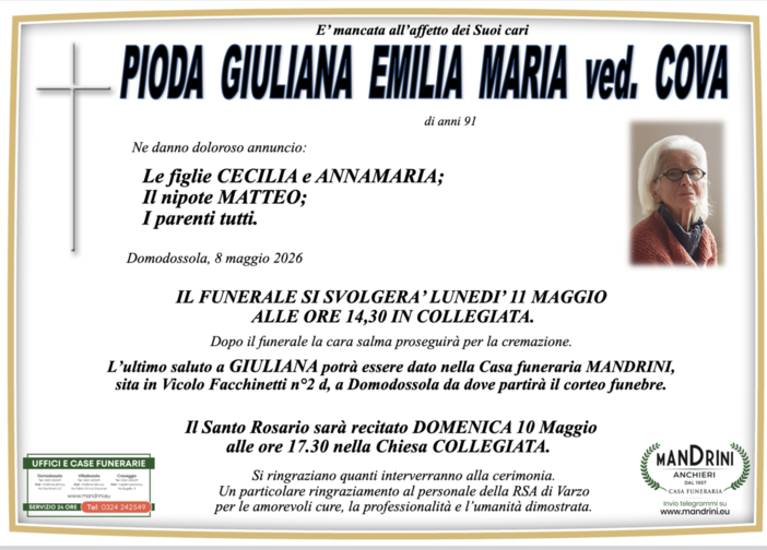 Pioda Giuliana Emilia Maria ved. Cova