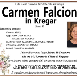 Carmen Falcioni in Kregar di anni 86