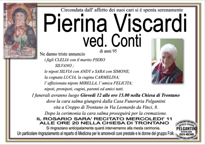 Pierina Viscardi ved. Conti di anni 95