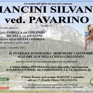 Mancini Silvana ved. Pavarino di anni 76