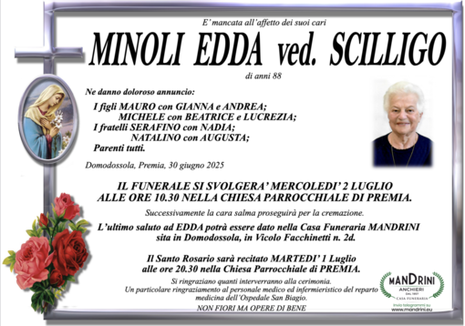 Minola Edda ved. Scilligo di anni 88
