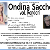 Ondina Sacchetti ved. Rondoni 81 anni