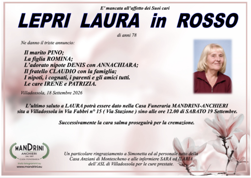Lepri Laura in Rosso di anni 78