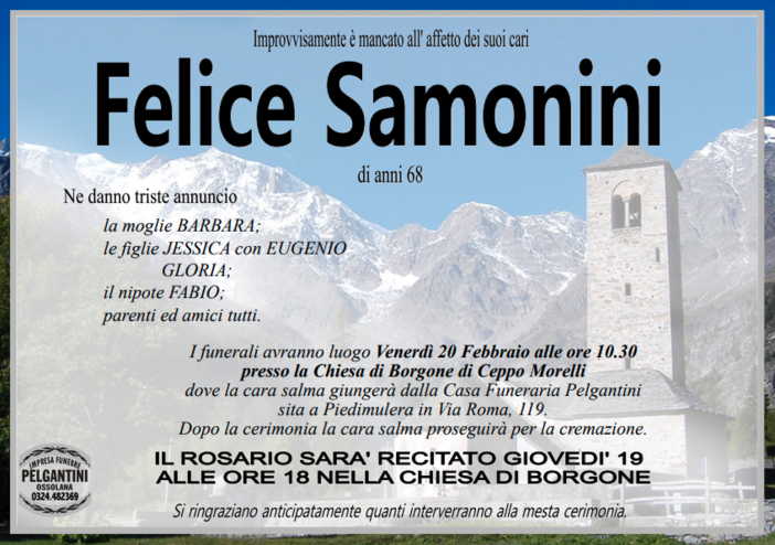 Felice Samonini di anni 68