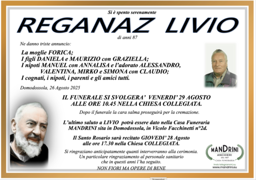 Reganaz Livio di anni 87