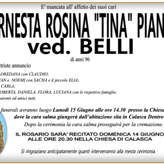 Ernesta Rosina "Tina" Piana ved. Piana di anni 96
