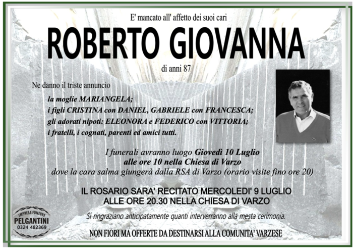 Roberto Giovanna di anni 87