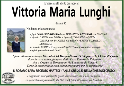 Vittoria Maria Lunghi di anni 86