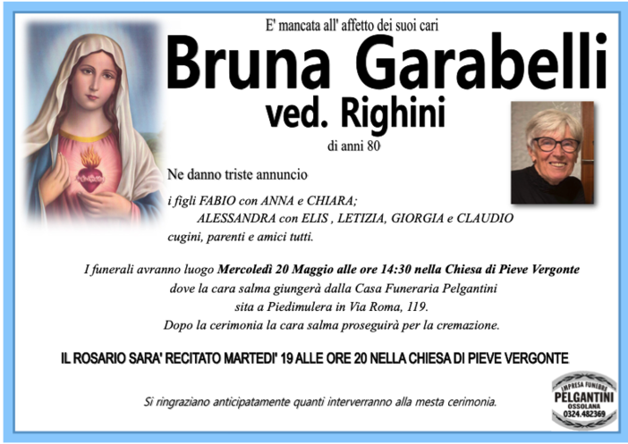 Bruna Garabelli ved. Righini di anni 80