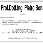 Prof. Dott. Ing. Pietro Bonacci classe 1943 Prof. Dott. Ing. Pietro Bonacci classe 1943