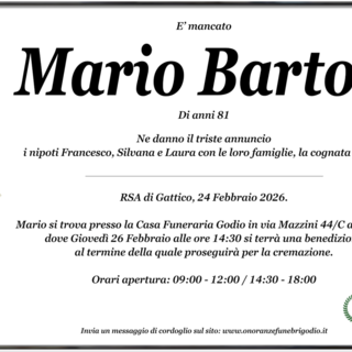 Mario Bartoli di anni 81