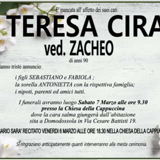 Teresa Cira ved. Zacheo di anni 90