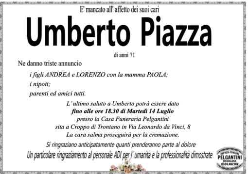 Umberto Piazza di anni 71 Umberto Piazza di anni 71